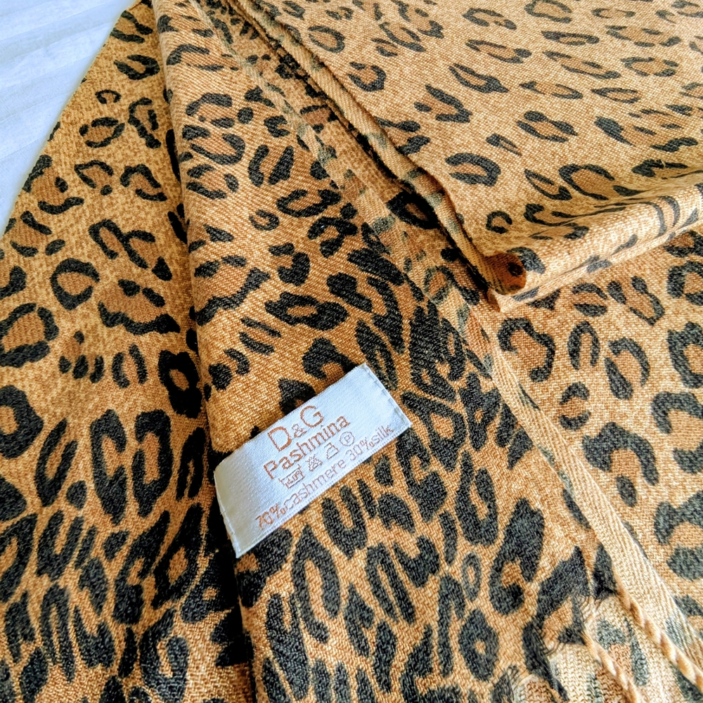 D & G Tan and Black Pashmina Wrap/Scarf